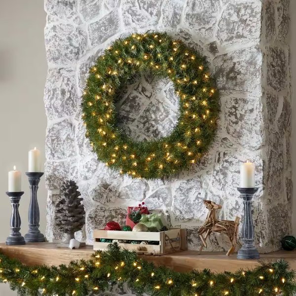 30 in. Norwood Fir Artificial Christmas Wreath with Clear Lights