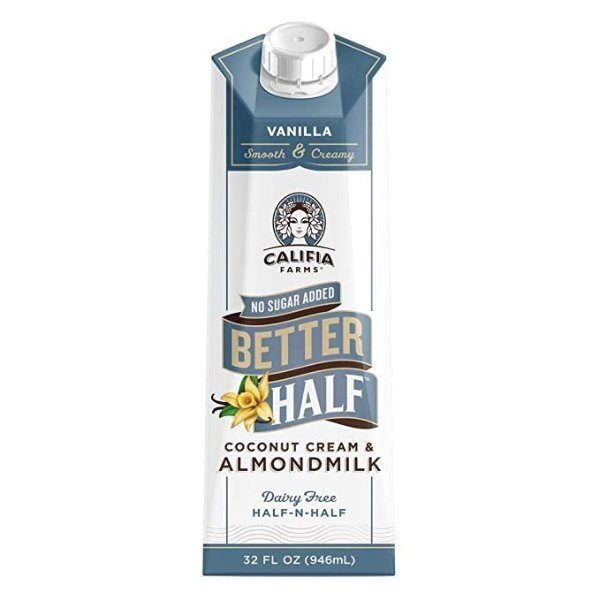 s - Vanilla Better Half Coffee Creamer, 32 Oz (Pack of 6) | Half and Half | Coconut Cream and Almond Milk | Non Dairy | Plant Based | Vegan | Keto| Sugar Free | Zero Carb | Shelf Stable