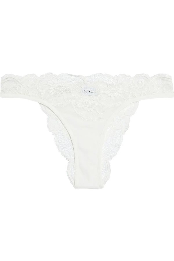 Ambra lace and stretch-tulle low-rise briefs
