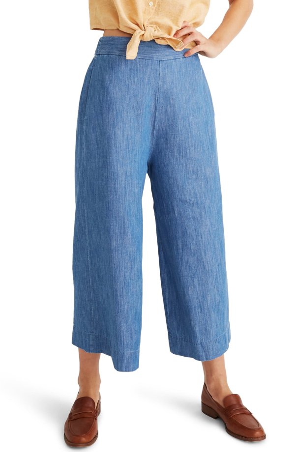 Huston Pull-On Chambray Crop Pants(Regular & Plus Size)
