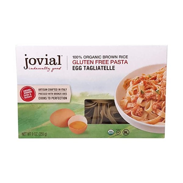 Jovial Egg Tagliatelle Gluten-Free Pasta | Whole Grain Brown Rice Egg Tagliatelle Pasta | Lower Carb | Kosher | USDA Certified Organic | Made in Italy | 9 oz