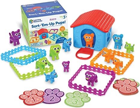 Sort-'Em-Up Pups 28 Pieces, Ages 3+ Sorting & Matching Toys, Educational Toys for Toddlers, Preschool Toys, Toddler Learning Toys