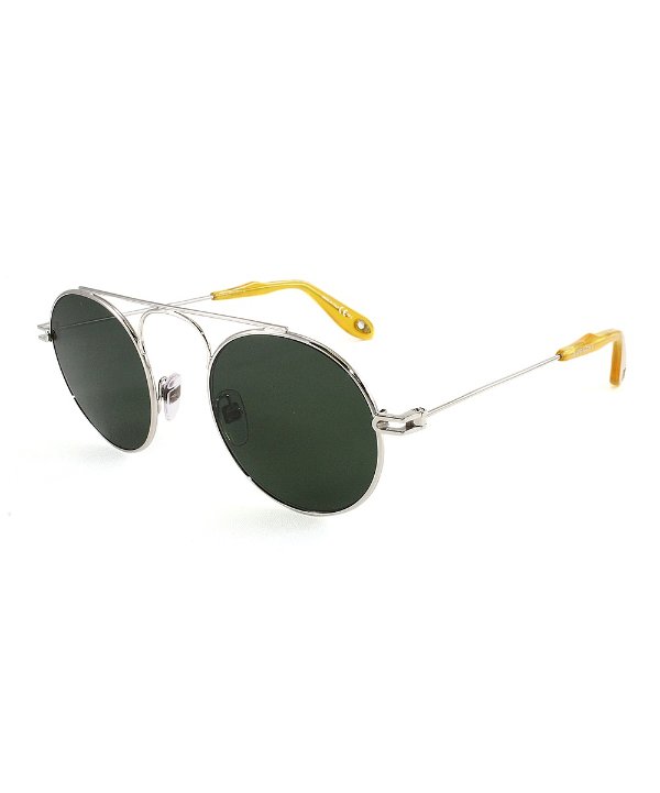 Silvertone & Yellow Modified Aviator Sunglasses