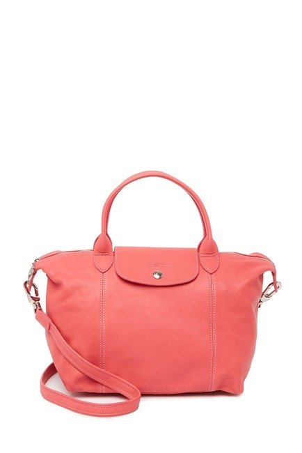 Le Pliage Cuir Leather Top Handle Tote