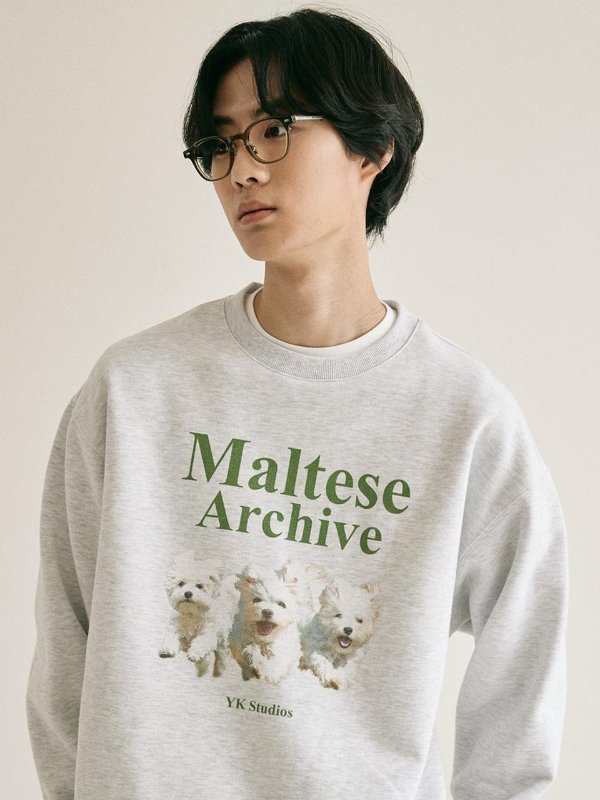 Maltese Archive Sweatshirt_Melange White