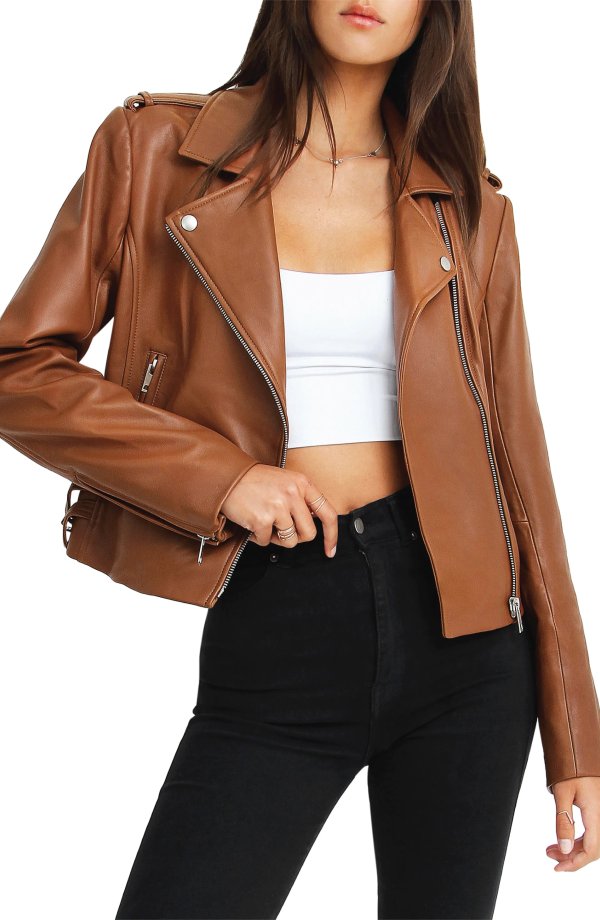 Just Friends Leather Moto Jacket