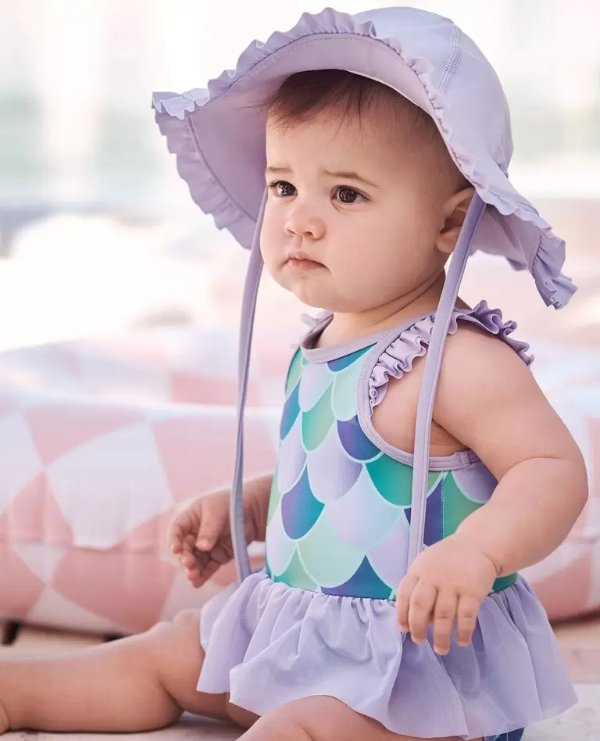 婴儿泳衣泳帽套装