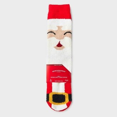 Men's Santa Cozy Crew Socks with Gift Card Holder - Wondershop™ Red/Tan 6-12
