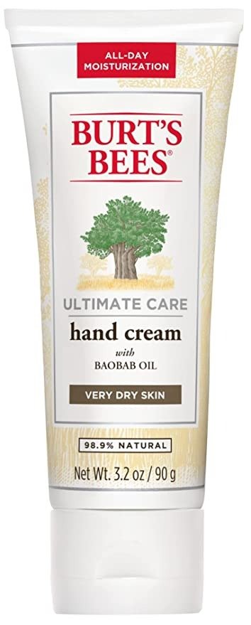 Burt's Bees Hand Cream for Dry Cracked Hands, Moisturizer Cream Made with Baobab Oil & Natural Ingredients, 3.2oz