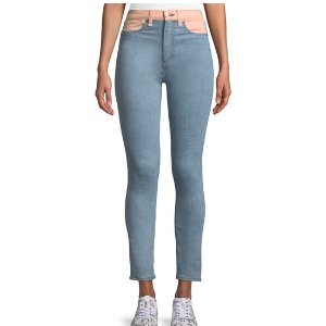 Rag & Bone Phila High-Rise Skinny Jeans with Colorblocking Detail
