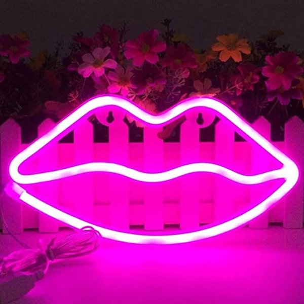 Lips Shaped Neon Signs Led Romantic Art Decorative Neon Lights