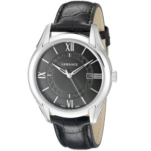 Versace Men's VFI010013 "Apollo" Stainless Steel Casual Watch with Leather Band