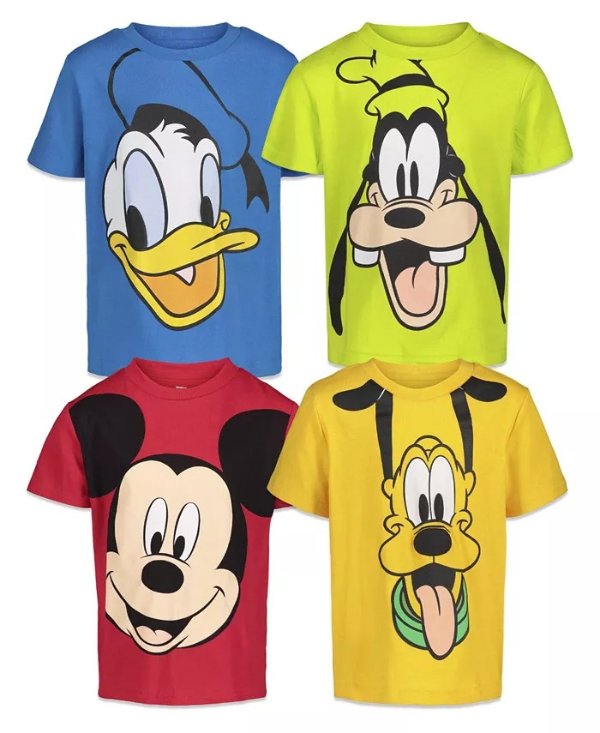 Mickey Mouse Pluto Donald Duck Goofy Baby 4 Pack T-Shirts Toddler| Child Boys