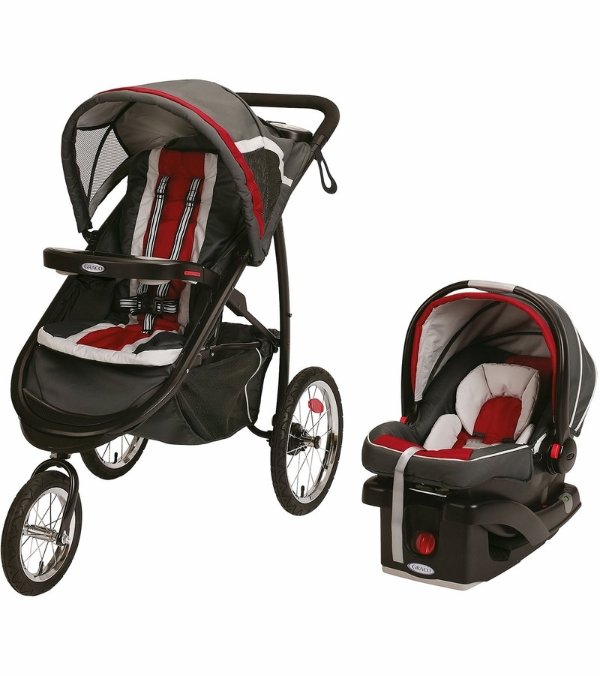 FastAction Fold Jogger Click Connect Travel System - Chili Red