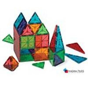 Magna-Tiles半透明彩色磁性建筑玩具100片装