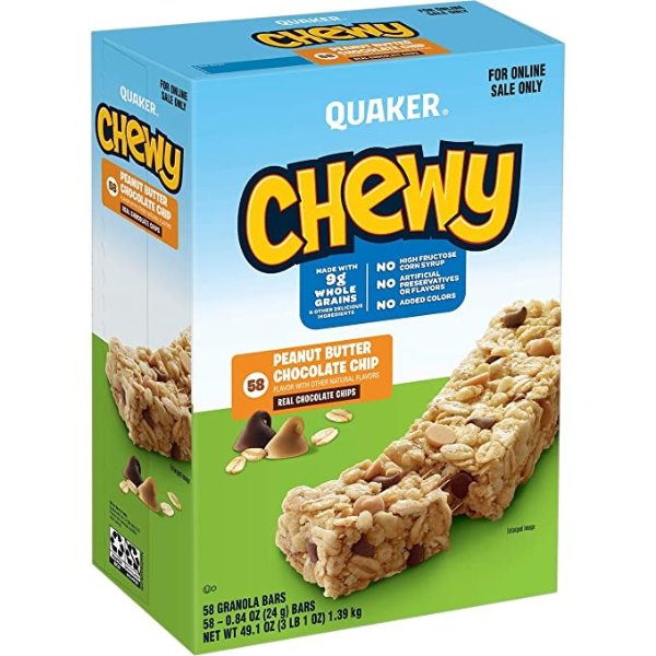 Chewy Granola Bars, Peanut Butter Chocolate Chip, (58 Pack) (00030000565513)