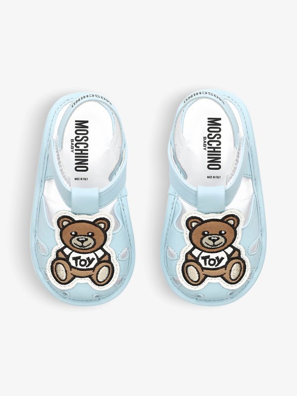 Teddy Bear-patch leather sandals 0-6months