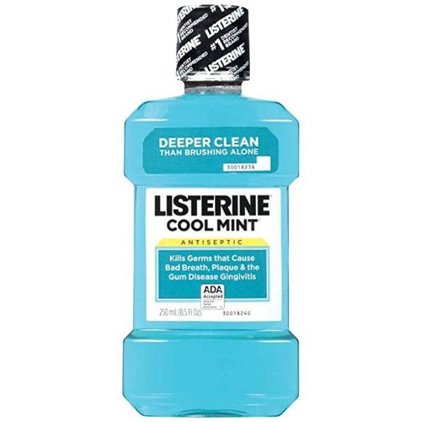 Cool Mint Antiseptic Mouthwash for Bad Breath, Plaque and Gingivitis, 250 ml
