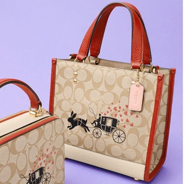 Lunar New Year Dempsey Tote 22 In Signature Canvas With Rabbit And Carriage