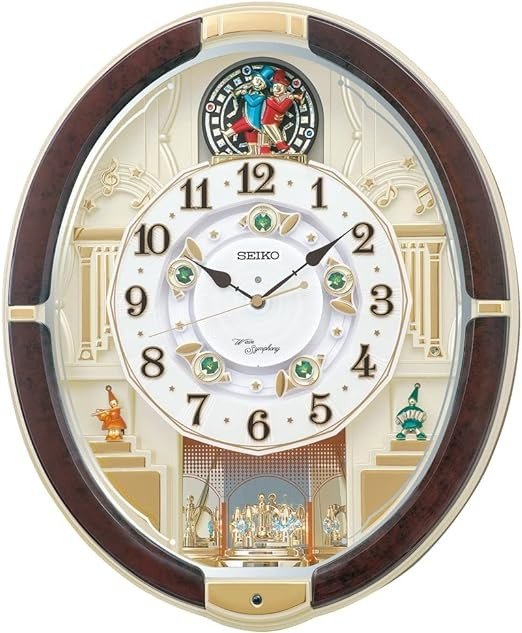 Clock RE581B Wall Clock, Radio Controlled, Analog, Dark Brown Marble Pattern, 18.3 x 15.2 x 4.0 inches (465 x 384 x 101 mm)