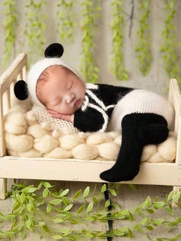 婴儿熊猫针织套装