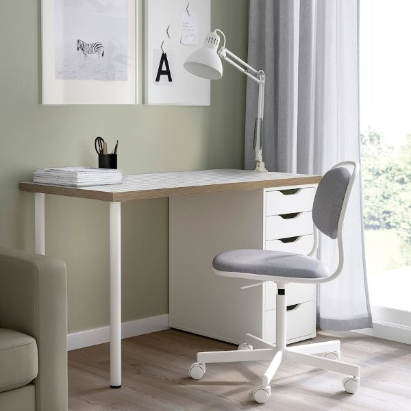 LAGKAPTEN / ALEX Desk, white anthracite/white, 471/4x235/8" - IKEA