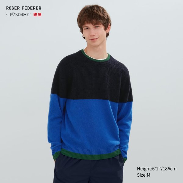 Premium Lambswool Crew Neck Sweater (Roger Federer by JW ANDERSON) | UNIQLO US