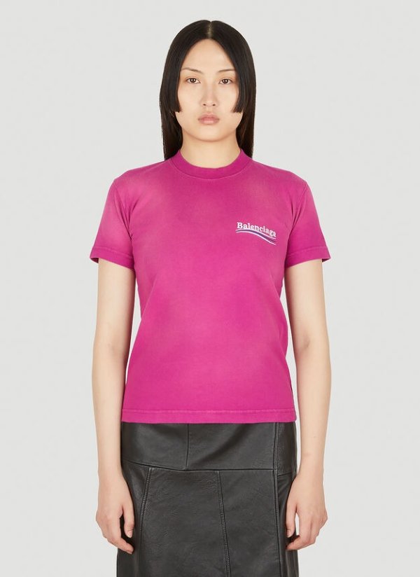 Logo Print Crewneck T-Shirt in Pink
