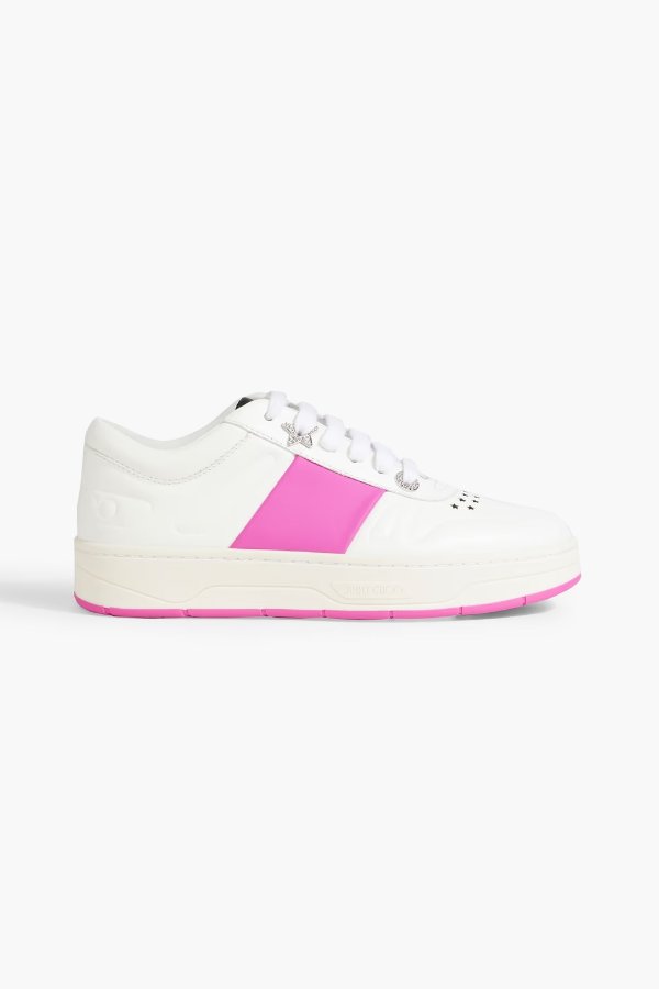 Hawaii crystal-embellished perforated leather sneakers