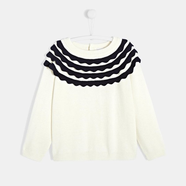 Girl sweater with scalloped collar