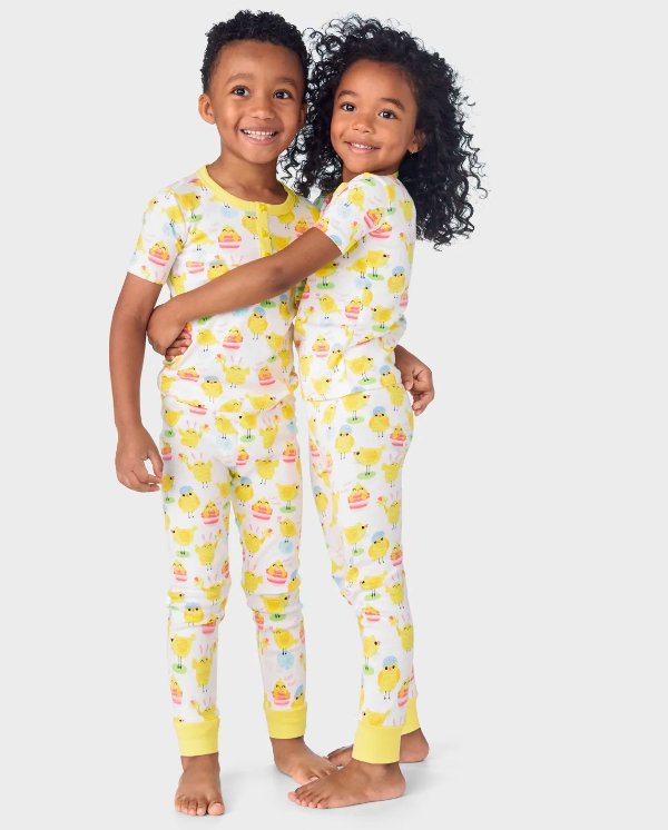 Unisex Kids Chick Snug Fit Cotton Pajamas - Gymmies - simplywht