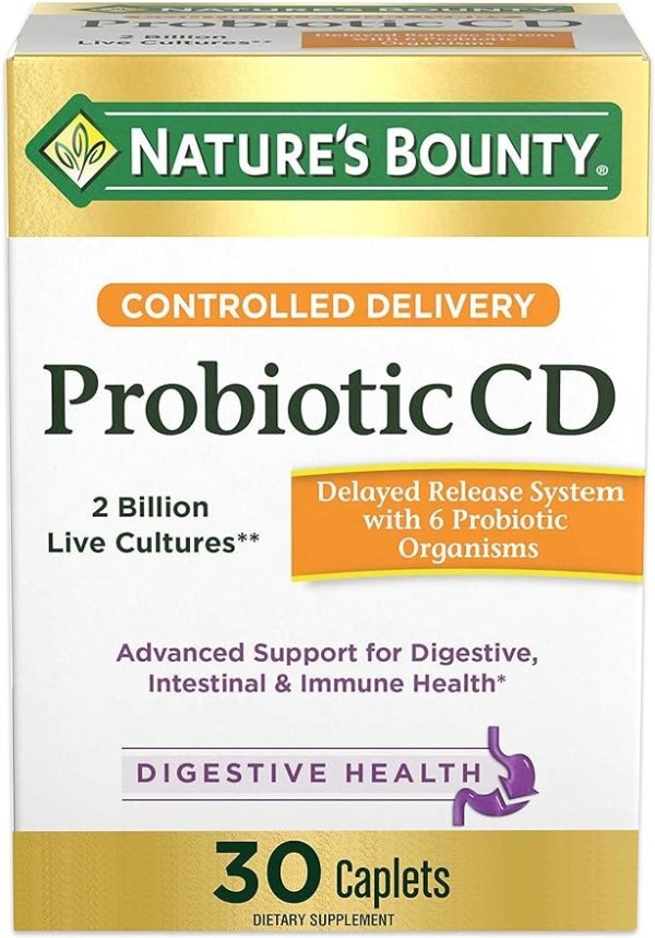 Probiotics Pills Controlled Delivery Dietary Supplement, Supports Digestive and Intestinal Health, 30 Caplets