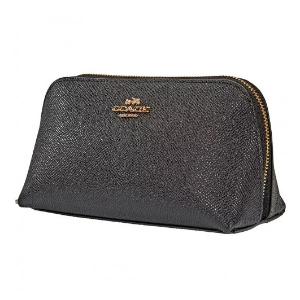 COACH Pebbled Leather Cosmetic Bag- Black