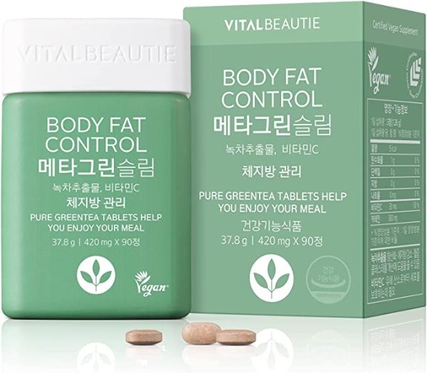 VITALBEAUTIE Meta Green Slim, Weight Management Support Supplement, Relieve Greasy After Meal,Mild Green Tea Extract Tablets, 90 Tablets for 30 Days by Amorepacific, 1.33oz