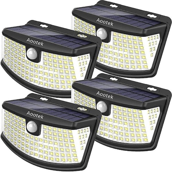Aootek New Solar Motion Sensor Lights 4 Pack