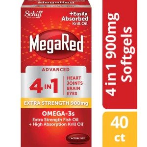 Advanced 4-In-1 Extra Strength Omega-3 Fish Oil and Krill Oil Softgels, 40CT
