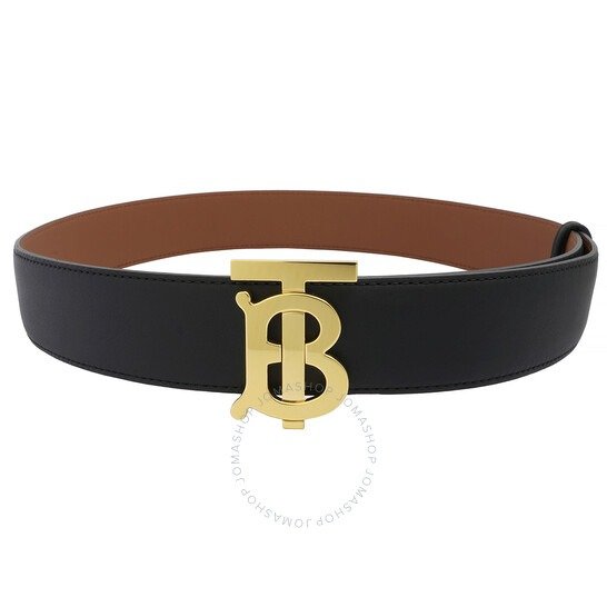Black / Malt Brown Ladies TB Buckle Reversible Leather Belt