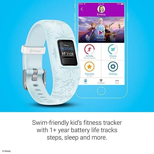 Garmin vivofit Jr 2, Kids Fitness/Activity Tracker, 1-Year Battery Life, Adjustable Band, Disney Frozen 2, Elsa, Light Blue