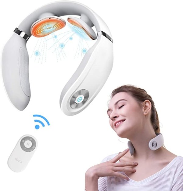 K4 Smart Neck Massager, Deep Tissue 3 Modes 15 Levels Cordless Design, Intelligent Neck Massage Tool with Heat for Pain Relief, Mother's Day Gift Choice Use at Outdoor Office Car