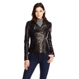 Tommy Hilfiger Women's Classic Leather Motorcycle Jacket