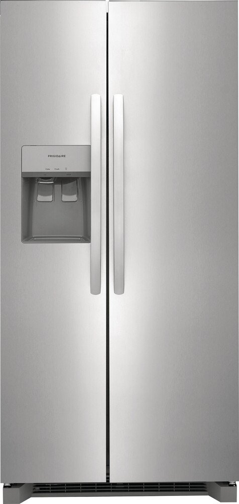 Frigidaire FRSS2323AS 33 Inch Freestanding Side by Side Refrigerator with 22.3 Cu. Ft. Total Capacity, EvenTemp™ Cooling System, Fresh Storage Crispers, Ice Maker, Filtered Water/Ice Dispenser, PurePour™ Water Filter, ENERGY STAR and NSF Certified: Stainless Steel