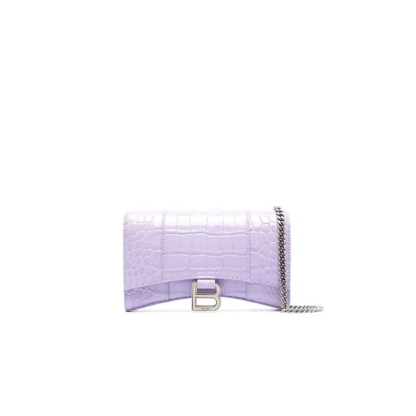Purple Hourglass mock croc leather wallet on chain | Browns