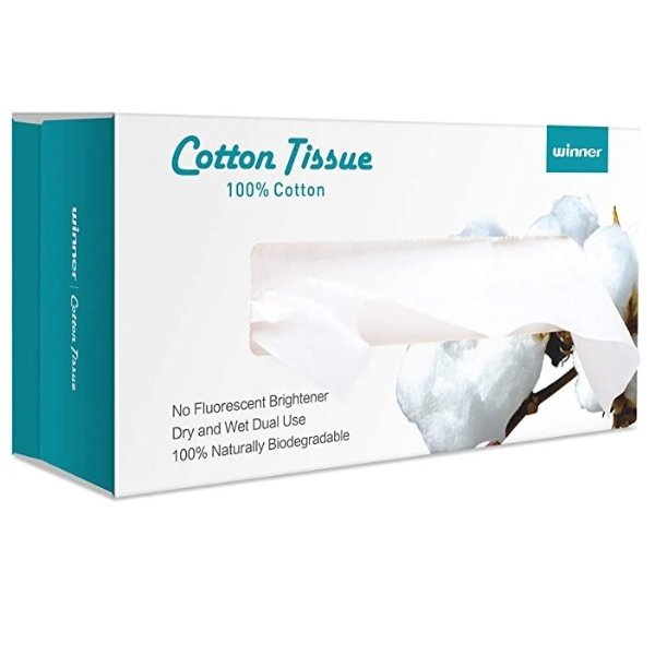 Facial Cotton Tissue, 100% Soft Dry Wipe, Dry and Wet Use, Cleansing Cotton Wipe for Sensitive Skin