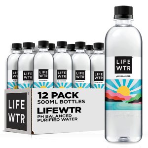 LIFEWTR Premium Purified Water pH Balanced with Electrolytes 16.9 Fl Oz Bottles, 500ml (Pack of 12)
