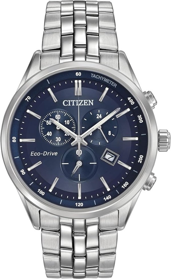 Men's Eco-Drive Chronograph Stainless Steel Watch with Date, AT2141-52L