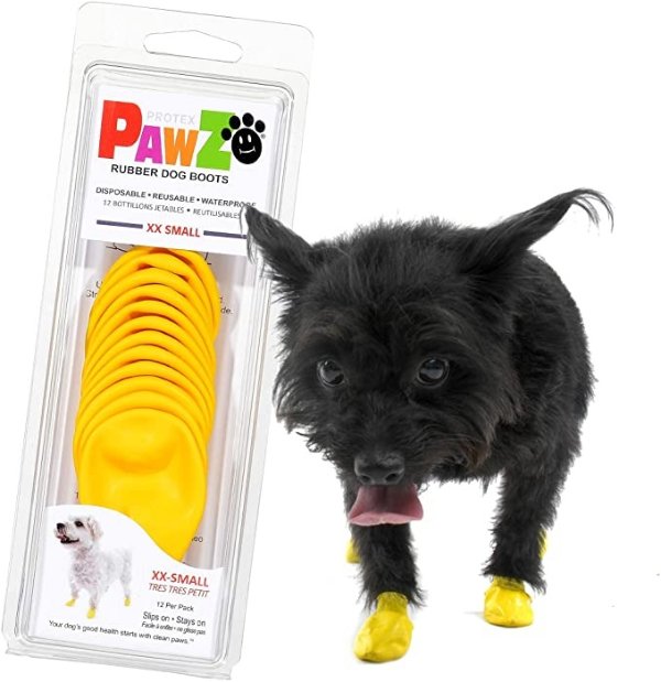 Pawz Dog Boots XX-Small | Dog Paw Protection with Dog Rubber Booties | Dog Booties for Winter, Rain and Pavement Heat | Waterproof Dog Shoes for Clean Paws | Paw Friction for Dogs