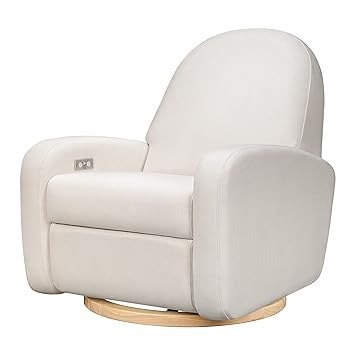 Nami Electronic Power Recliner & Swivel Glider with USB Port in Performance Cream Eco-Weave with Light Wood Base,Water Repellent & Stain Resistant,Greenguard Gold and CertiPUR-US Certified
