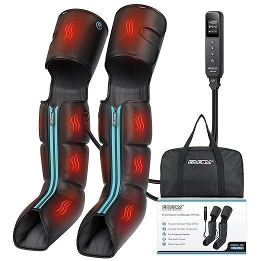 Leg Massager - Upgraded Foot Calf Thigh Massager with Heat and Compression for Circulation and Pain Relief - Gifts Ideas