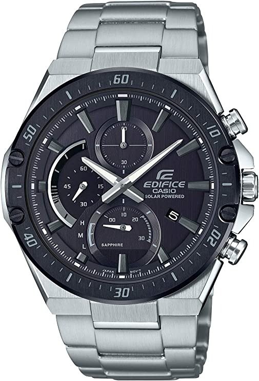 手表 Edfis 太阳能手表 EFS-S560/570系列, 不锈钢表带(银), 圆形表圈(黑色)