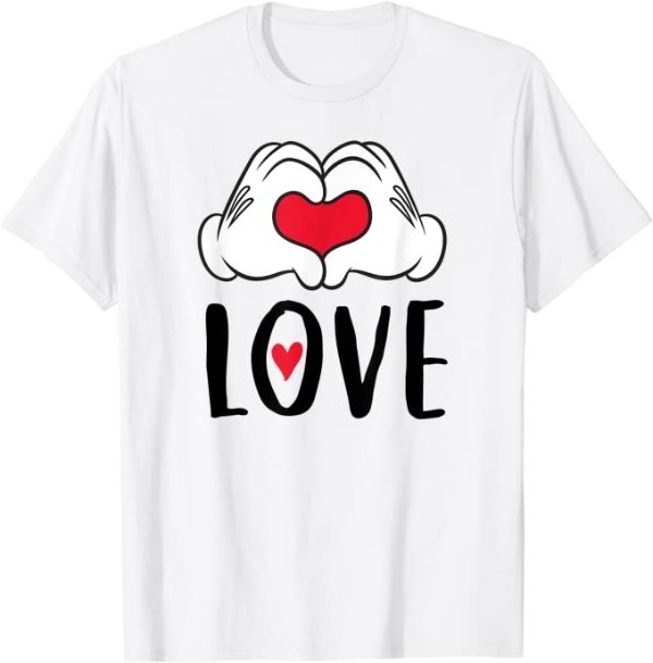 Mickey and Minnie Mouse Heart Hands Love T-Shirt
